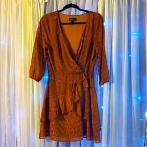 Bronze leopard print chiffon dress